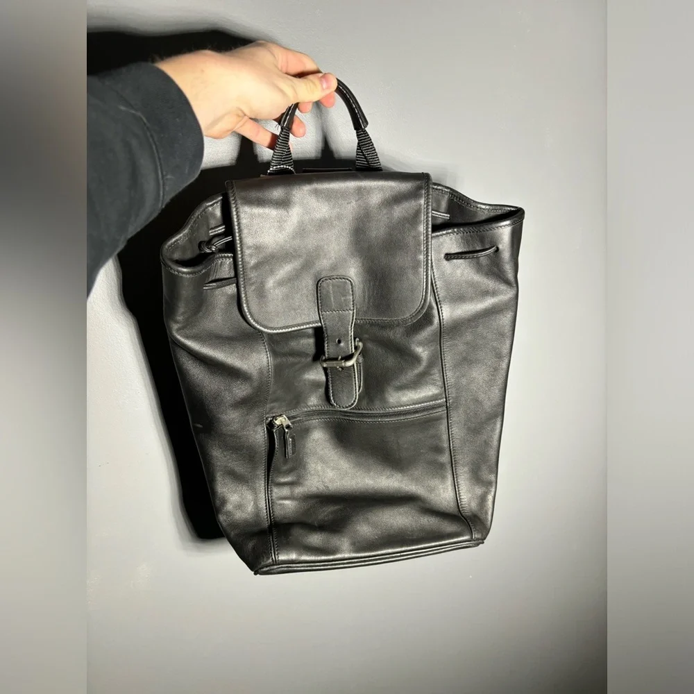 Coach Vintage Bag Unisex Leather Backpack Rucksack Book Bag Black 0529 XL